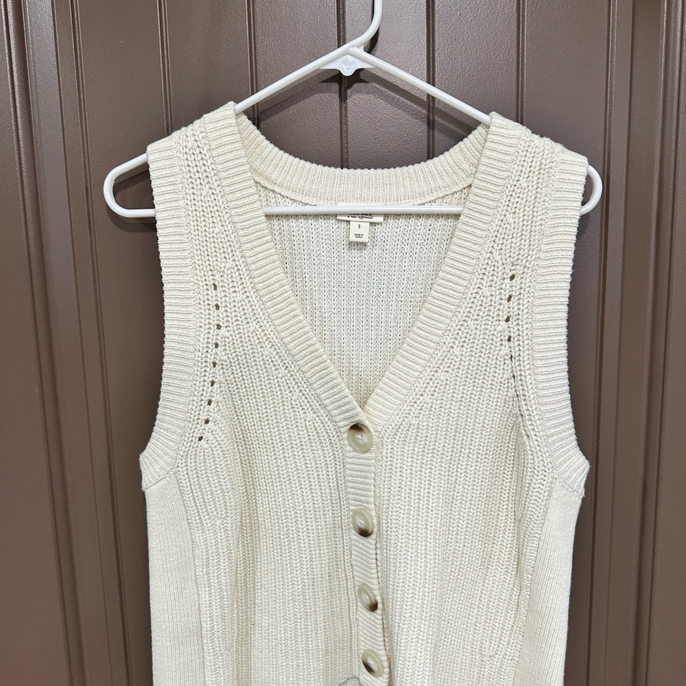Cream Knit Button-Up Sweater Vest